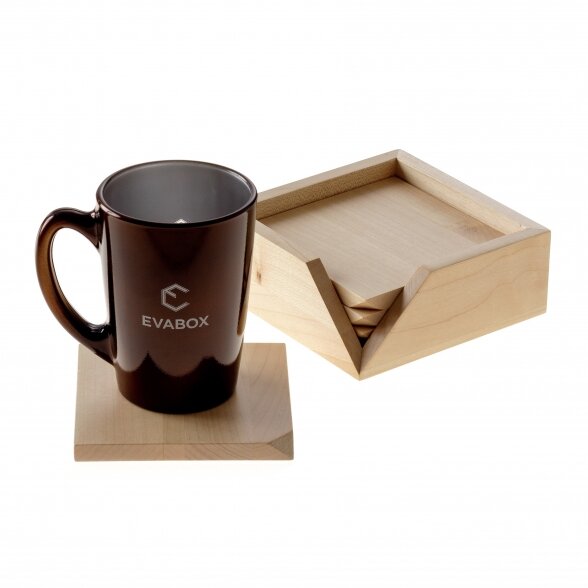 A set of coffee cup coasters with box "SQUARE" 6