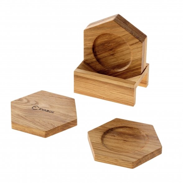 A set of coffee cup coasters with holder "HONEYCOMB" 3